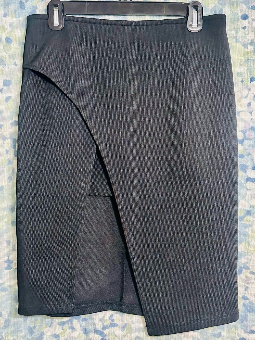 EZRA Black Wrap Front Pencil Skirt Size Large